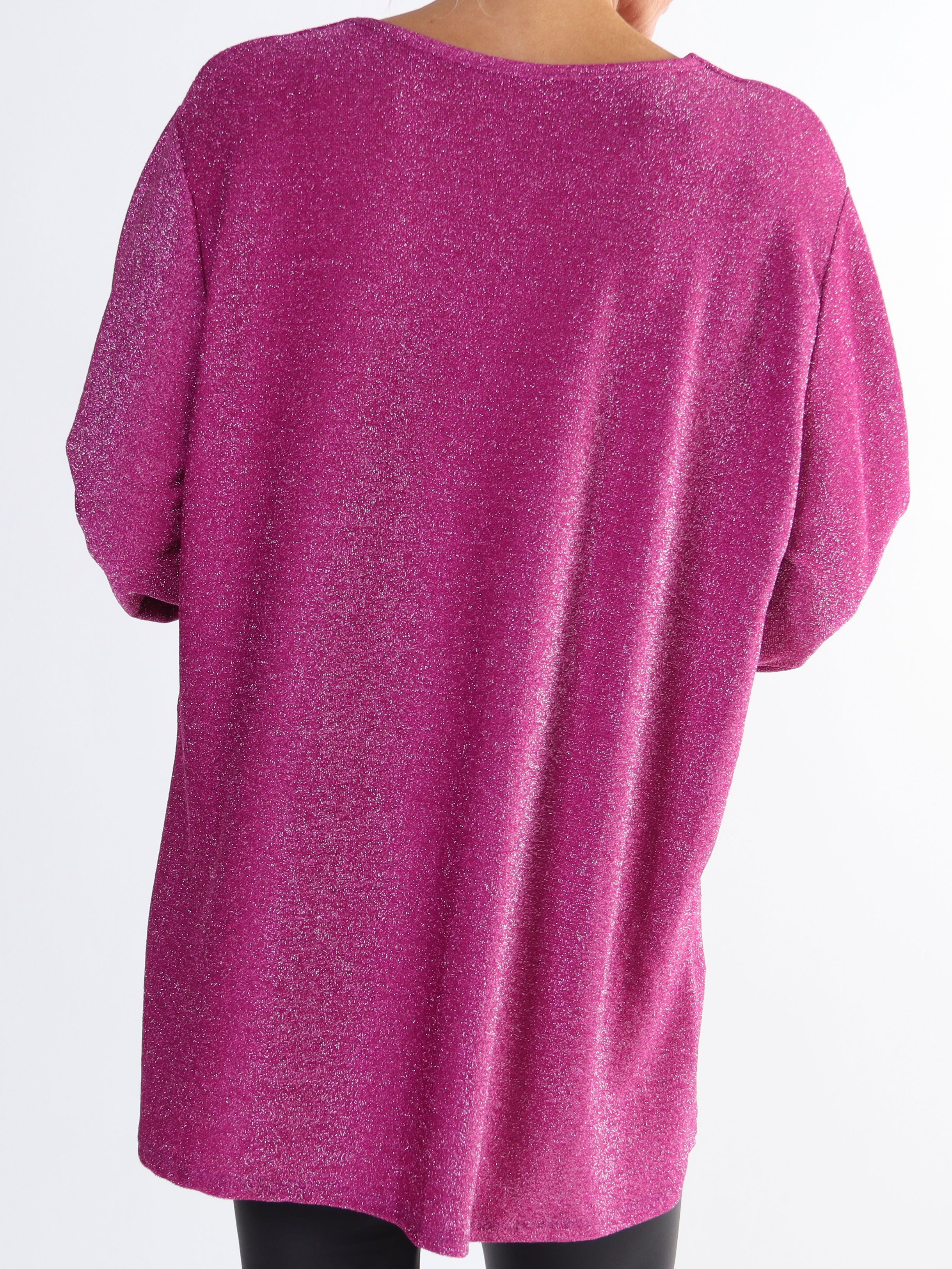 Larna Glitter - Plus size tunika med glimmertråde og v-udskæring